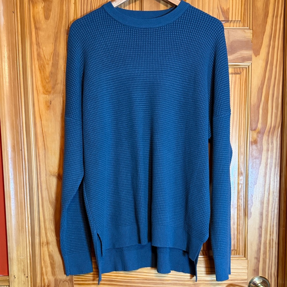 Tea N Rose Women’s Crewneck Waffle Knit Sweater - Blue